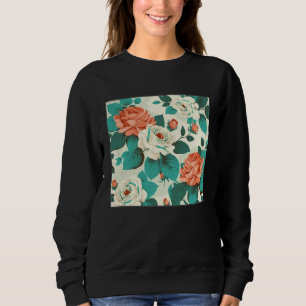 Florist Roses Pattern Illustration Flowers Leaf Wo Sweatshirt