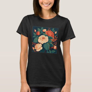 Florist Roses Pattern Illustration Flowers Leaf Wo T-Shirt