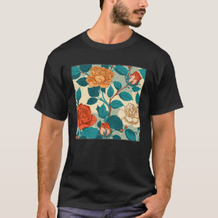 Florist Roses Pattern Illustration Flowers Leaf Wo T-Shirt