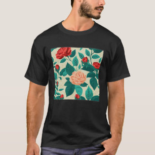 Florist Roses Pattern Illustration Flowers Leaf Wo T-Shirt