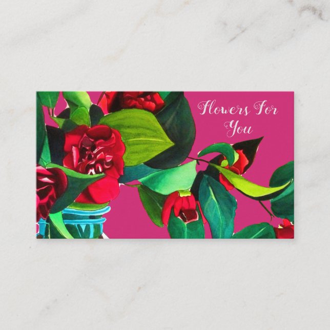 Florist shop flowers for You Camellia art Business Card (Front)