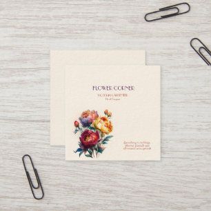 Florist Shop Peonies   Square Business Card