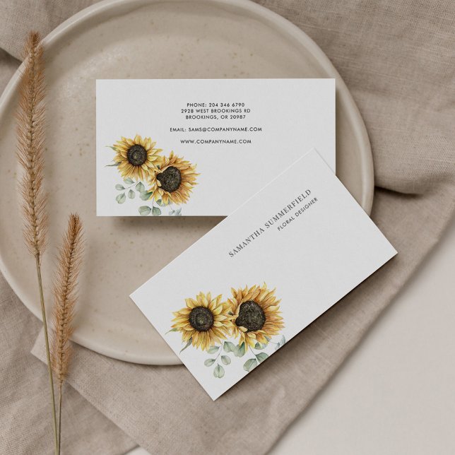 Florist Sunflower Eucalyptus Greenery Business Card (Florist Sunflower Eucalyptus Greenery Business Card)