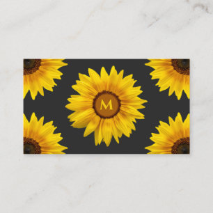 Florist sunflower monogram calligraphy QR-Code Business Card