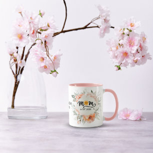 FlorL Pink Mom Established Handwritten Name Year Mug