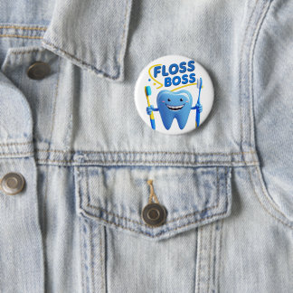 Floss Boss Patch – Fun Dental-Inspired Embroidered 6 Cm Round Badge
