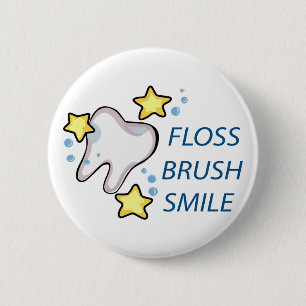 Floss Brush Smile 6 Cm Round Badge