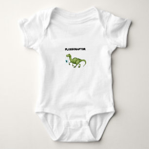 Floss Flossoraptor Hygiene Dental Funny -Dentist Baby Bodysuit