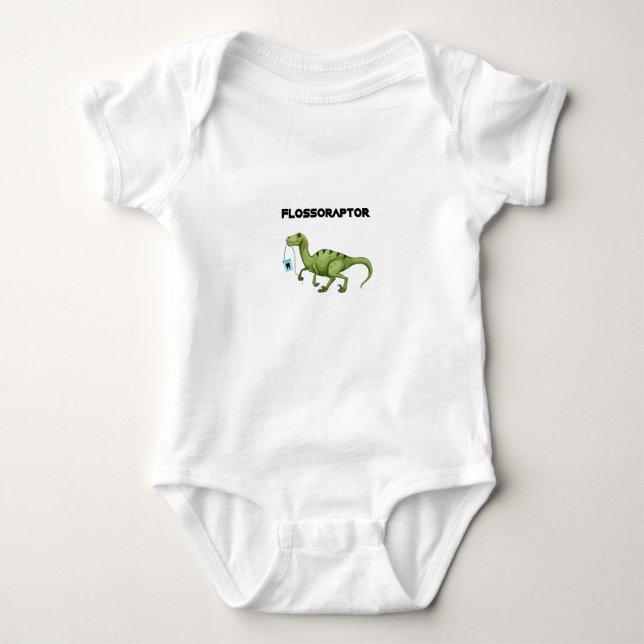 Floss Flossoraptor Hygiene Dental Funny -Dentist Baby Bodysuit (Front)