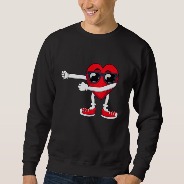Floss Like A Boss Dancing Heart Valentines Day Kid Sweatshirt (Front)