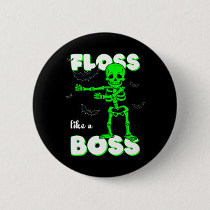 Floss Like A Boss Skeleton Halloween Boys Girls Ki 6 Cm Round Badge
