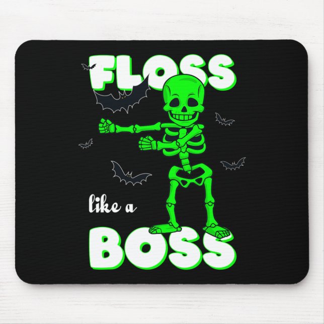 Floss Like A Boss Skeleton Halloween Boys Girls Ki Mouse Pad (Front)