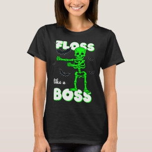 Floss Like A Boss Skeleton Halloween Boys Girls Ki T-Shirt