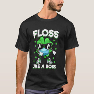 Floss Like A Boss St Patrick's Day Shamrock Face M T-Shirt