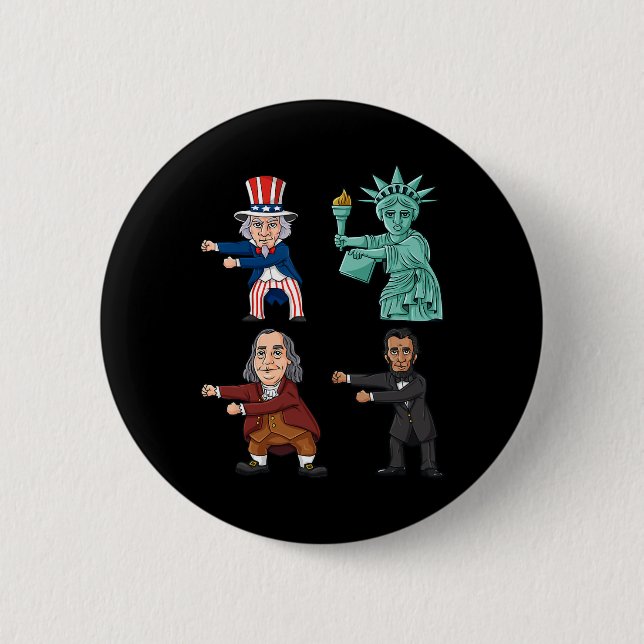 Floss Like A Boss Uncle Sam Ben Franklin Liberty 4 6 Cm Round Badge (Front)