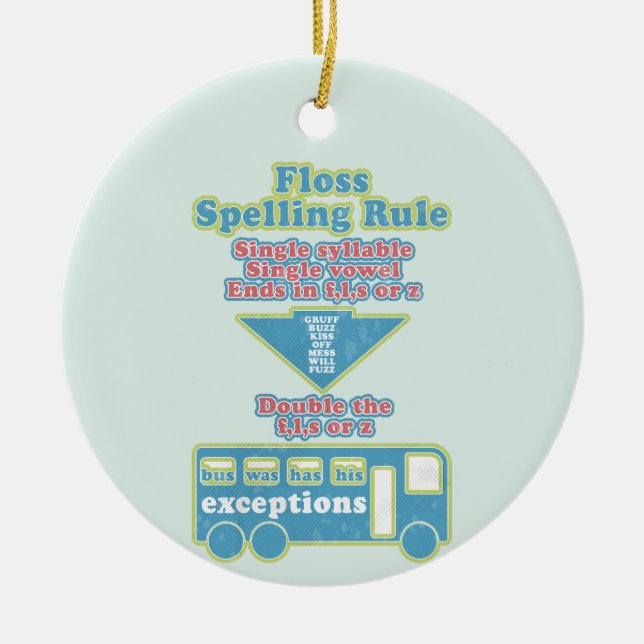 Floss Rule Phonics Learning English Language Ceramic Ornament (Front)