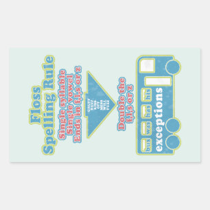 Floss Rule Phonics Learning English Language Rectangular Sticker