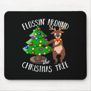 Flossin Round The Christmas Tree Reindeer Flossing Mouse Pad