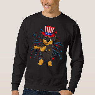 Flossing Rottweiler With Usa Hat Firework 4th Of J Sweatshirt