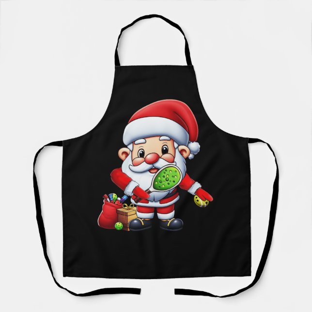 Flossing Santa Pickleball Player Merry Christmas P Apron (Front)