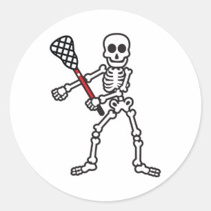 Flossing Skeleton Lacrosse Player Halloween Costum Classic Round Sticker