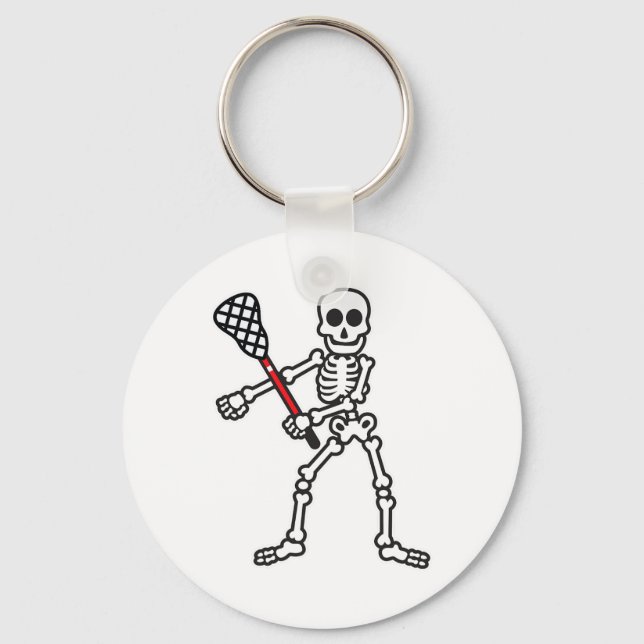 Flossing Skeleton Lacrosse Player Halloween Costum Key Ring (Front)