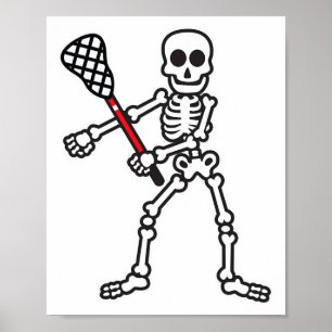 Flossing Skeleton Lacrosse Player Halloween Costum Poster