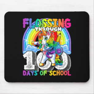 Flossing through 100 Days of School Flossing Unico Mouse Pad