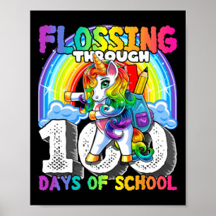 Flossing through 100 Days of School Flossing Unico Poster