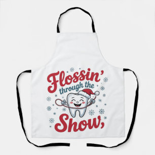 Flossing Thru the Snow Funny Xmas Christmas Apron