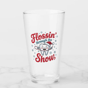 Flossing Thru the Snow Funny Xmas Christmas Glass