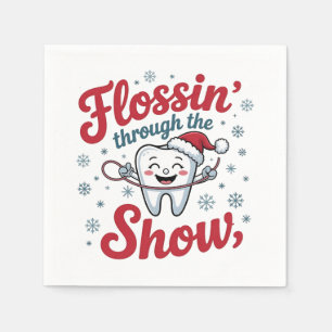 Flossing Thru the Snow Funny Xmas Christmas Napkin