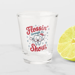 Flossing Thru the Snow Funny Xmas Christmas Shot Glass