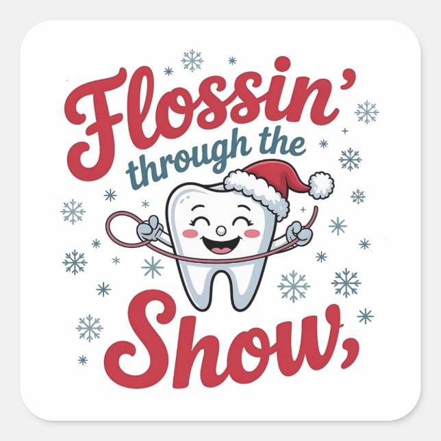 Flossing Thru the Snow Funny Xmas Christmas  Square Sticker (Front)