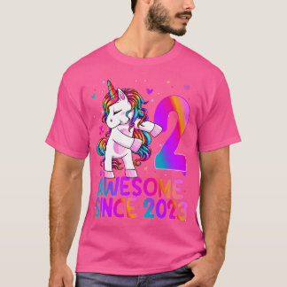 Flossing Unicorn 2 Year Old 2Nd Birthday Girl Unic T-Shirt