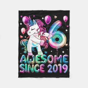 Flossing Unicorn 6 Year Old 6th Birthday Girl Unic Fleece Blanket