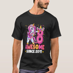 Flossing Unicorn 8 Year Old 8th Birthday Girl Unic T-Shirt