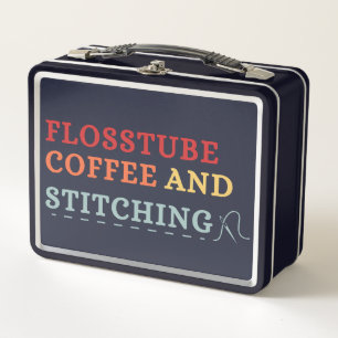 Flosstube Coffee And Stitching - Cross Stitcher Metal Lunch Box