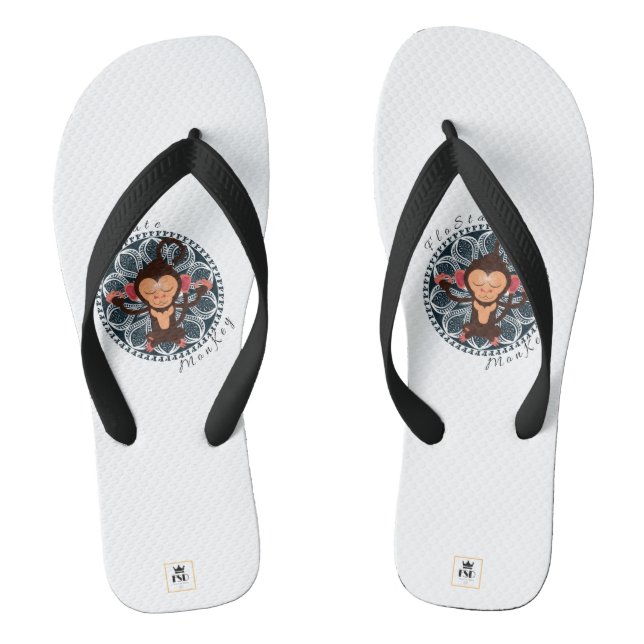 FloState Meditating Monkey Flip Flops Sandals (Footbed)
