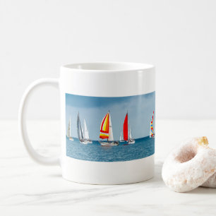 Flotilla of Sail Boats on a Clam Sea Coffee Mug