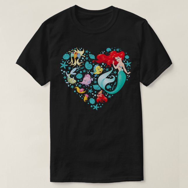 Flounder and Sebastian Collage Heart  T-Shirt (Design Front)