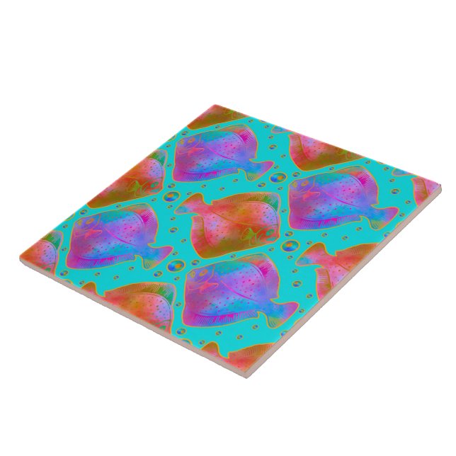Floundering About in the Tropical Rock Pools Ceramic Tile (Side)