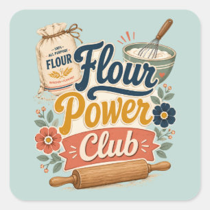 Flour Power Cottage Baking Club Square Sticker