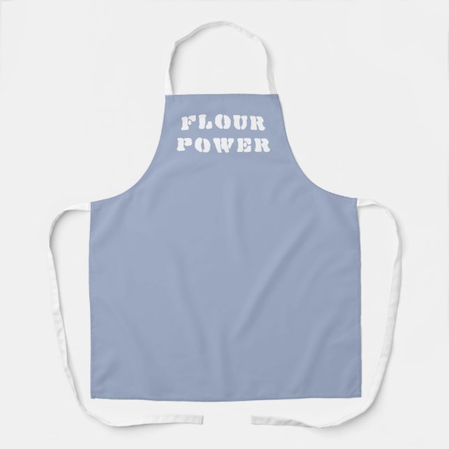 Flour Power Periwinkle Blue Baking Apron (Front)