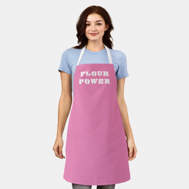 Flour Power Pink Baking Apron (Worn)