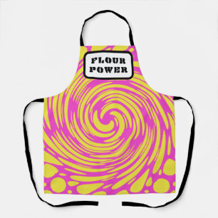 Flour Power Psychedelic Pink Yellow Apron