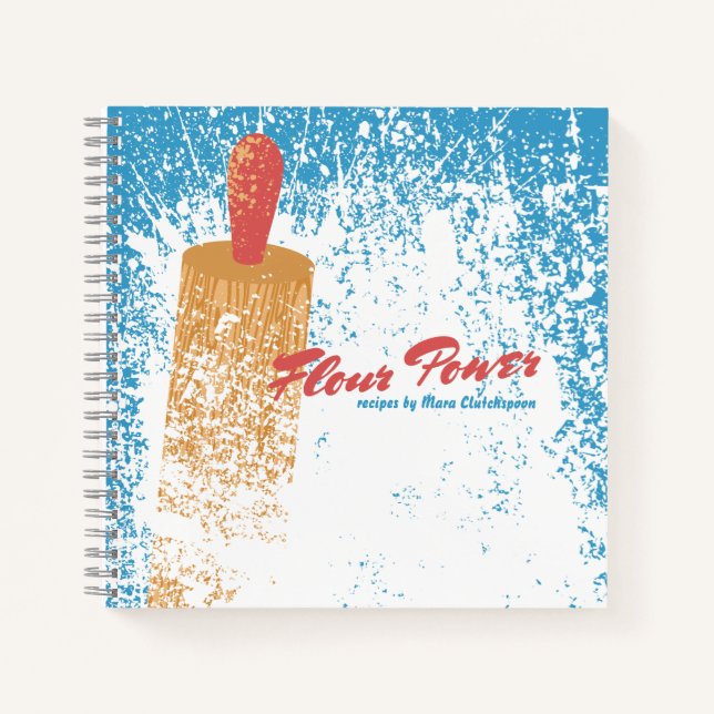 Flour rolling pin personalised recipe cookbook notebook (Front)