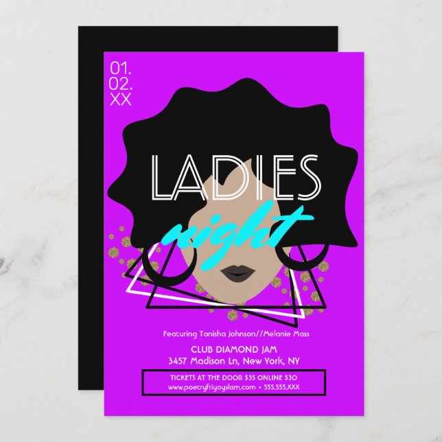 Flourescent Night Club Ladies Promotional Flyer Invitation (Front/Back)