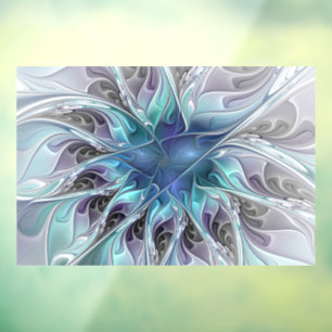 Flourish Abstract Modern Fractal Flower With Blue