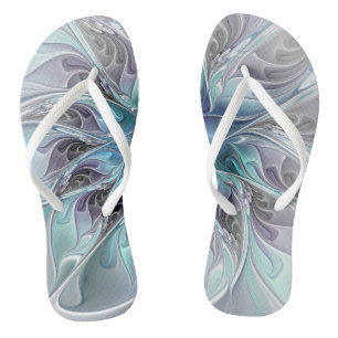 Flourish Abstract Modern Fractal Flower With Blue Thongs